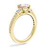 Tapered Baguette Diamond Cathedral Engagement Ring with Round Morganite in 14k Yellow Gold (6.5mm)