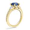 Tapered Baguette Diamond Cathedral Engagement Ring with Round Sapphire in 14k Yellow Gold (8mm)