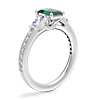 Tapered Baguette Diamond Cathedral Engagement Ring with Emerald-Cut Emerald in Platinum (7x5mm)