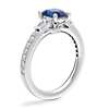 Tapered Baguette Diamond Cathedral Engagement Ring with Oval Sapphire in Platinum (8x6mm)