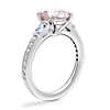 Tapered Baguette Diamond Cathedral Engagement Ring with Round Morganite in Platinum (8mm)