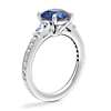 Tapered Baguette Diamond Cathedral Engagement Ring with Round Sapphire in Platinum (8mm)