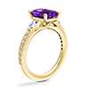 Tapered Baguette Diamond Cathedral Engagement Ring with Emerald-Cut Amethyst in 14k Yellow Gold (9x7mm)