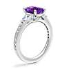 Tapered Baguette Diamond Cathedral Engagement Ring with Emerald-Cut Amethyst in Platinum (8x6mm)