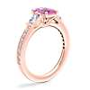 Tapered Baguette Diamond Cathedral Engagement Ring with Emerald-Cut Pink Sapphire in 14k Rose Gold (7x5mm)