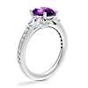 Tapered Baguette Diamond Cathedral Engagement Ring with Oval Amethyst in 14k White Gold (9x7mm)