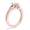 Tapered Baguette Diamond Cathedral Engagement Ring with Pear-Shaped Morganite in 14k Rose Gold (7x5mm)