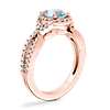 Twist Halo Diamond Engagement Ring with Oval Aquamarine in 14k Rose Gold (8x6mm)