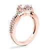 Twist Halo Diamond Engagement Ring with Oval Morganite in 14k Rose Gold (9x7mm)