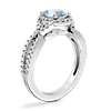 Twist Halo Diamond Engagement Ring with Oval Aquamarine in 14k White Gold (8x6mm)