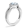 Twist Halo Diamond Engagement Ring with Round Aquamarine in 14k White Gold (6.5mm)