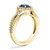 Twist Halo Diamond Engagement Ring with Oval Sapphire in 14k Yellow Gold (7x5mm)