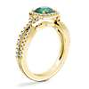 Twist Halo Diamond Engagement Ring with Round Emerald in 14k Yellow Gold (8mm)