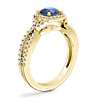 Twist Halo Diamond Engagement Ring with Round Sapphire in 14k Yellow Gold (6mm)