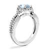 Twist Halo Diamond Engagement Ring with Oval Aquamarine in Platinum (9x7mm)