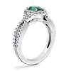 Twist Halo Diamond Engagement Ring with Oval Emerald in Platinum (7x5mm)