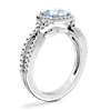 Twist Halo Diamond Engagement Ring with Round Aquamarine in Platinum (8mm)