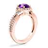 Twist Halo Diamond Engagement Ring with Oval Amethyst in 14k Rose Gold (9x7mm)