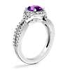 Twist Halo Diamond Engagement Ring with Oval Amethyst in 14k White Gold (8x6mm)
