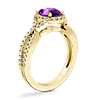 Twist Halo Diamond Engagement Ring with Oval Amethyst in 14k Yellow Gold (9x7mm)