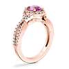 Twist Halo Diamond Engagement Ring with Oval Pink Sapphire in 14k Rose Gold (8x6mm)