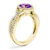 Twist Halo Diamond Engagement Ring with Pear-Shaped Amethyst in 14k Yellow Gold (8x6mm)