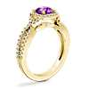Twist Halo Diamond Engagement Ring with Round Amethyst in 14k Yellow Gold (6.5mm)