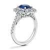 Vintage Diamond Halo Engagement Ring with Oval Sapphire in 14k White Gold (8x6mm)
