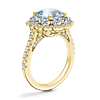 Vintage Diamond Halo Engagement Ring with Cushion Aquamarine in 14k Yellow Gold (8mm)