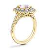 Vintage Diamond Halo Engagement Ring with Oval Morganite in 14k Yellow Gold (8x6mm)