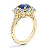 Vintage Diamond Halo Engagement Ring with Round Sapphire in 14k Yellow Gold (8mm)
