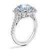 Vintage Diamond Halo Engagement Ring with Round Aquamarine in Platinum (8mm)