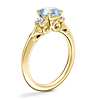 Vintage Three Stone Engagement Ring with Cushion Aquamarine in 14k Yellow Gold (6.5mm)
