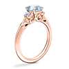 Vintage Three Stone Engagement Ring with Cushion Aquamarine in 18k Rose Gold (6.5mm)