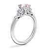 Vintage Three Stone Engagement Ring with Cushion Morganite in Platinum (6.5mm)
