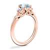 Vintage Three Stone Engagement Ring with Oval Aquamarine in 14k Rose Gold (8x6mm)