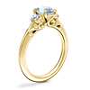 Vintage Three Stone Engagement Ring with Oval Aquamarine in 14k Yellow Gold (8x6mm)