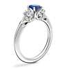 Vintage Three Stone Engagement Ring with Pear-Shaped Sapphire in Platinum (7x5mm)