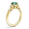 Vintage Three Stone Engagement Ring with Round Emerald in 14k Yellow Gold (6.5mm)