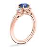Vintage Three Stone Engagement Ring with Round Sapphire in 14k Rose Gold (6mm)