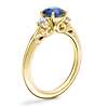 Vintage Three Stone Engagement Ring with Round Sapphire in 14k Yellow Gold (6mm)