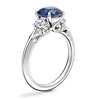 Vintage Three Stone Engagement Ring with Round Sapphire in Platinum (8mm)