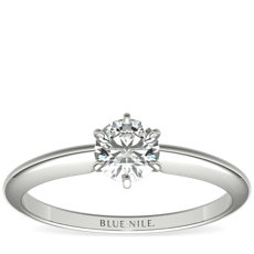1/2 Carat Classic Six-Prong Solitaire Engagement Ring in 14k White Gold (I/SI2) Ready-to-Ship 