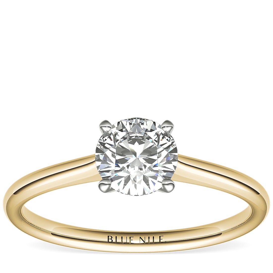 3/4 Carat Petite Solitaire Engagement Ring in 18k Yellow Gold (I/SI2) Ready-to-Ship 