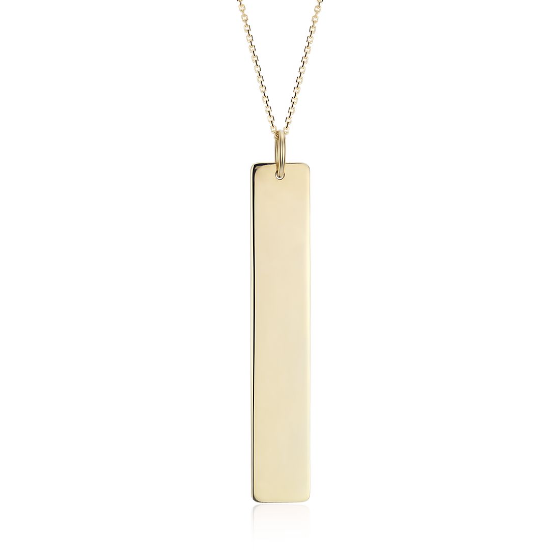 Engravable Vertical Bar Necklace in 14k Yellow Gold