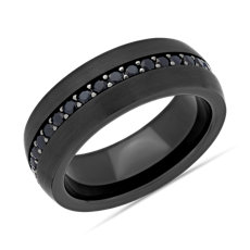 鎢深藍色藍寶石永恆結婚戒指（8 毫米）