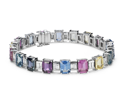 Fancy Sapphire and Diamond Bracelet in 18k White Gold (30.60 ct. tw ...