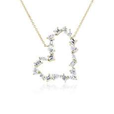 NOUVEAU Fancy Shape Heart Necklace en or jaune 14 carats (1 5/8 carats, poids total)