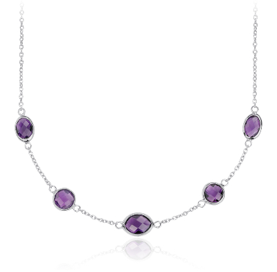 Amethyst Stationed Necklace in Sterling Silver | Blue Nile