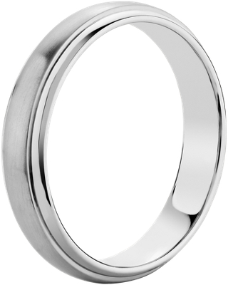 Floating Diamond Eternity and Domed Brushed Inlay Set in 14k White Gold ...